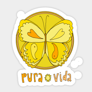 pura vida peaceful butterfly // retro surf art by surfy birdy Sticker